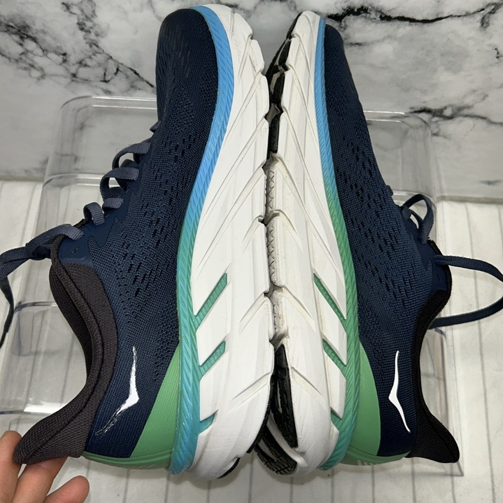 HOKA ONE ONE Clifton 7 Men's Lightweight Lace-Up Sneakers Blue Mesh US Size 8 - Picture 9 of 10